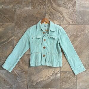 Tulle Corduroy Jacket Jr XL Button Up Jean Style Aqua Blue Lightweight Coat